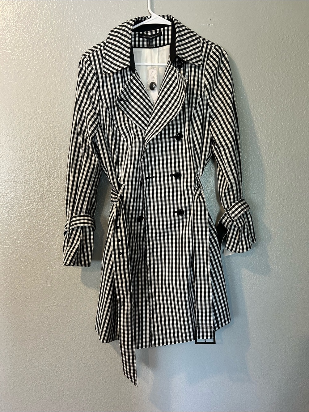 NWT White House Black Market Gingham Belted Trench Coat - 1X